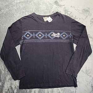 Y2K PIKO HAWAII LONGBOARD Tribal Logo Tee Shirt Top Long Sleeve Medium